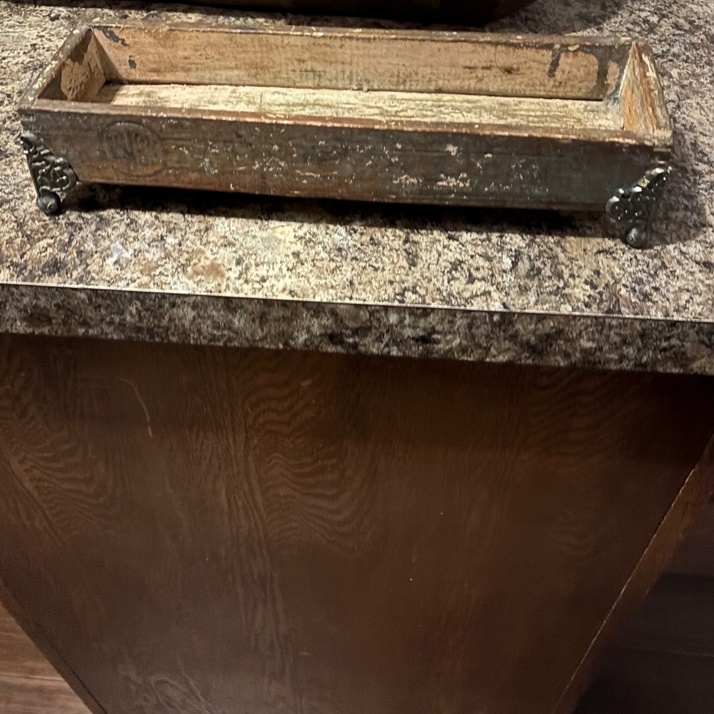 Vintage Wooden decor bookend with Metal Details